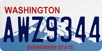 WA license plate AWZ9344