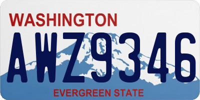 WA license plate AWZ9346