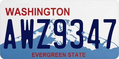 WA license plate AWZ9347