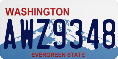 WA license plate AWZ9348