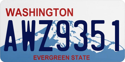 WA license plate AWZ9351