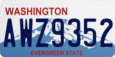 WA license plate AWZ9352