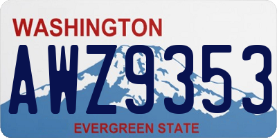 WA license plate AWZ9353