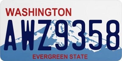 WA license plate AWZ9358