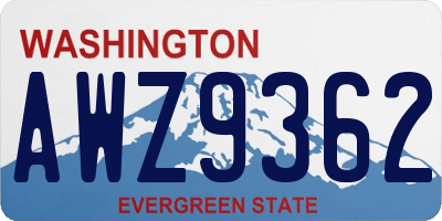 WA license plate AWZ9362