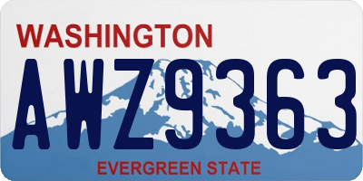 WA license plate AWZ9363