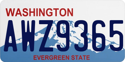 WA license plate AWZ9365