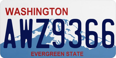 WA license plate AWZ9366