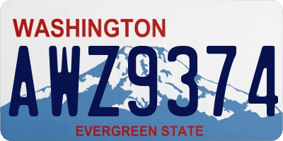 WA license plate AWZ9374
