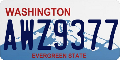 WA license plate AWZ9377