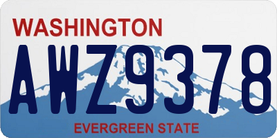 WA license plate AWZ9378