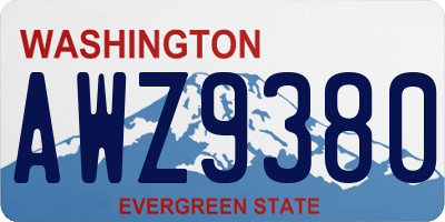 WA license plate AWZ9380