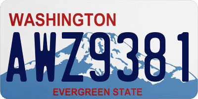 WA license plate AWZ9381
