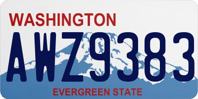 WA license plate AWZ9383