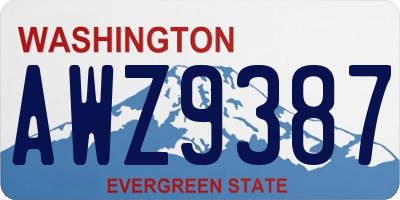 WA license plate AWZ9387