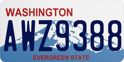 WA license plate AWZ9388