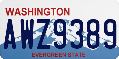 WA license plate AWZ9389