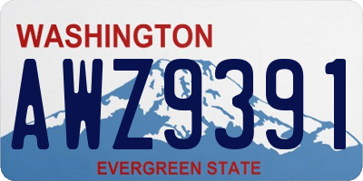 WA license plate AWZ9391