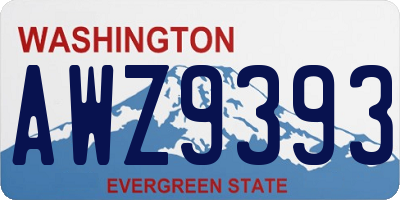 WA license plate AWZ9393