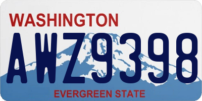 WA license plate AWZ9398