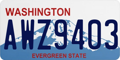 WA license plate AWZ9403