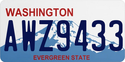 WA license plate AWZ9433