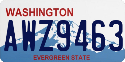 WA license plate AWZ9463
