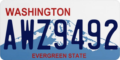 WA license plate AWZ9492