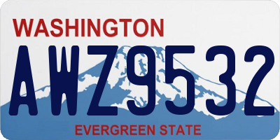 WA license plate AWZ9532