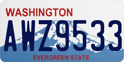 WA license plate AWZ9533