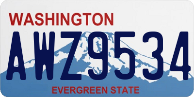 WA license plate AWZ9534
