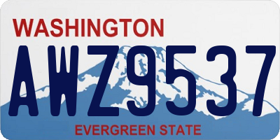 WA license plate AWZ9537