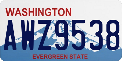 WA license plate AWZ9538