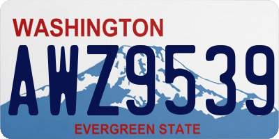 WA license plate AWZ9539