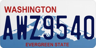 WA license plate AWZ9540