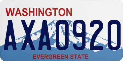 WA license plate AXA0920