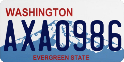 WA license plate AXA0986