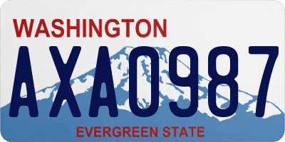WA license plate AXA0987