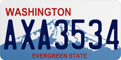 WA license plate AXA3534
