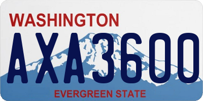 WA license plate AXA3600