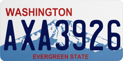 WA license plate AXA3926