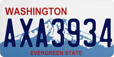 WA license plate AXA3934