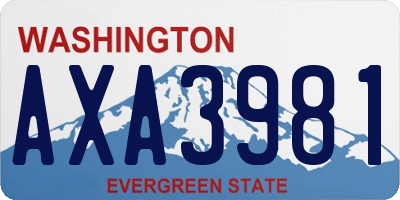 WA license plate AXA3981