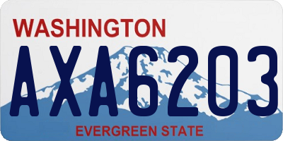 WA license plate AXA6203