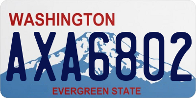 WA license plate AXA6802