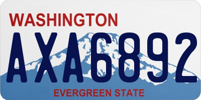 WA license plate AXA6892