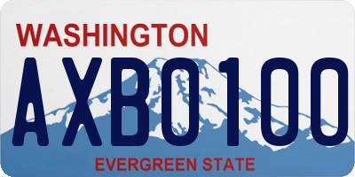 WA license plate AXB0100