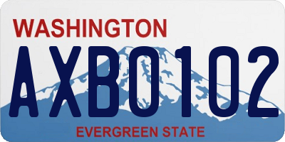 WA license plate AXB0102