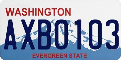 WA license plate AXB0103