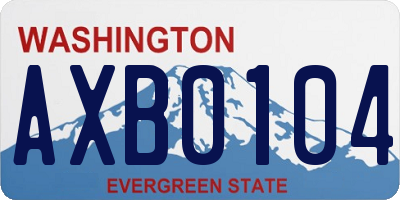 WA license plate AXB0104